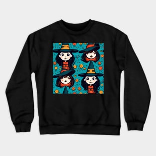 Witches With Black Hat Pattern Crewneck Sweatshirt